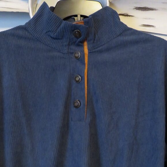 NWOT‎ Blue Lightweight Ribbed Shirt w/Brown Accent Size Medium - Picture 2 of 6